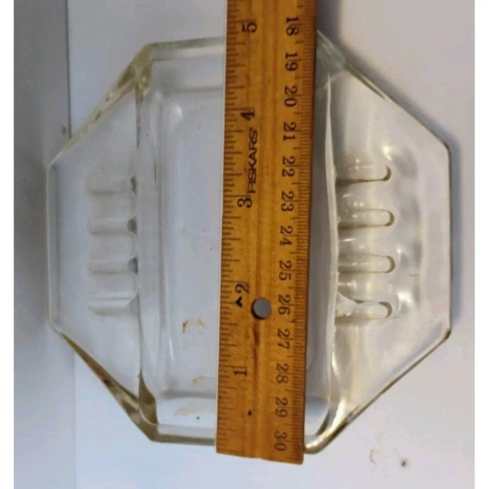 Vintage TraveLodge Clear Glass Octagon Advertising Ashtray Motel Hotel